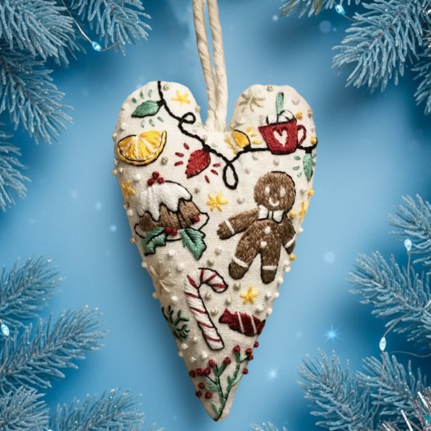 Easy Heart Shaped Embroidery Ornament Kit