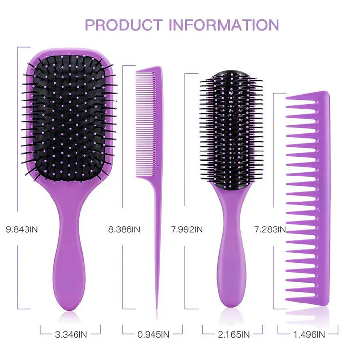 Gentle 4pc Hair Detangling Brush Set