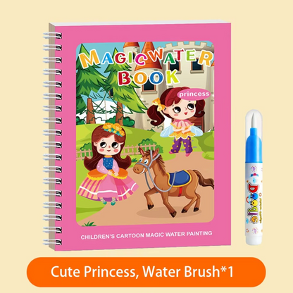 Colorful Kids Water Paint Book Set with Brush