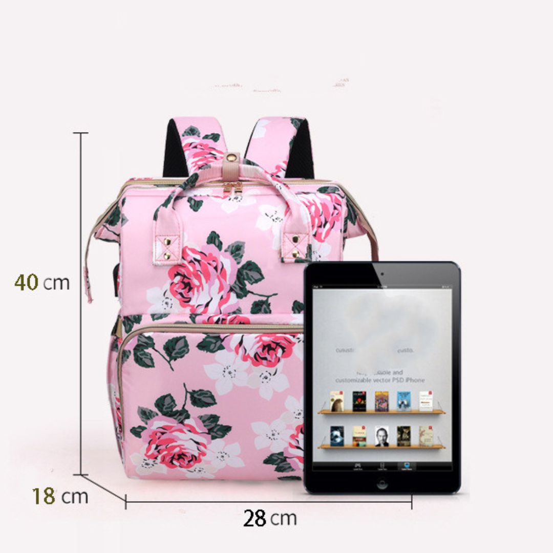 Compact Floral Baby Bag with Mosquito Net