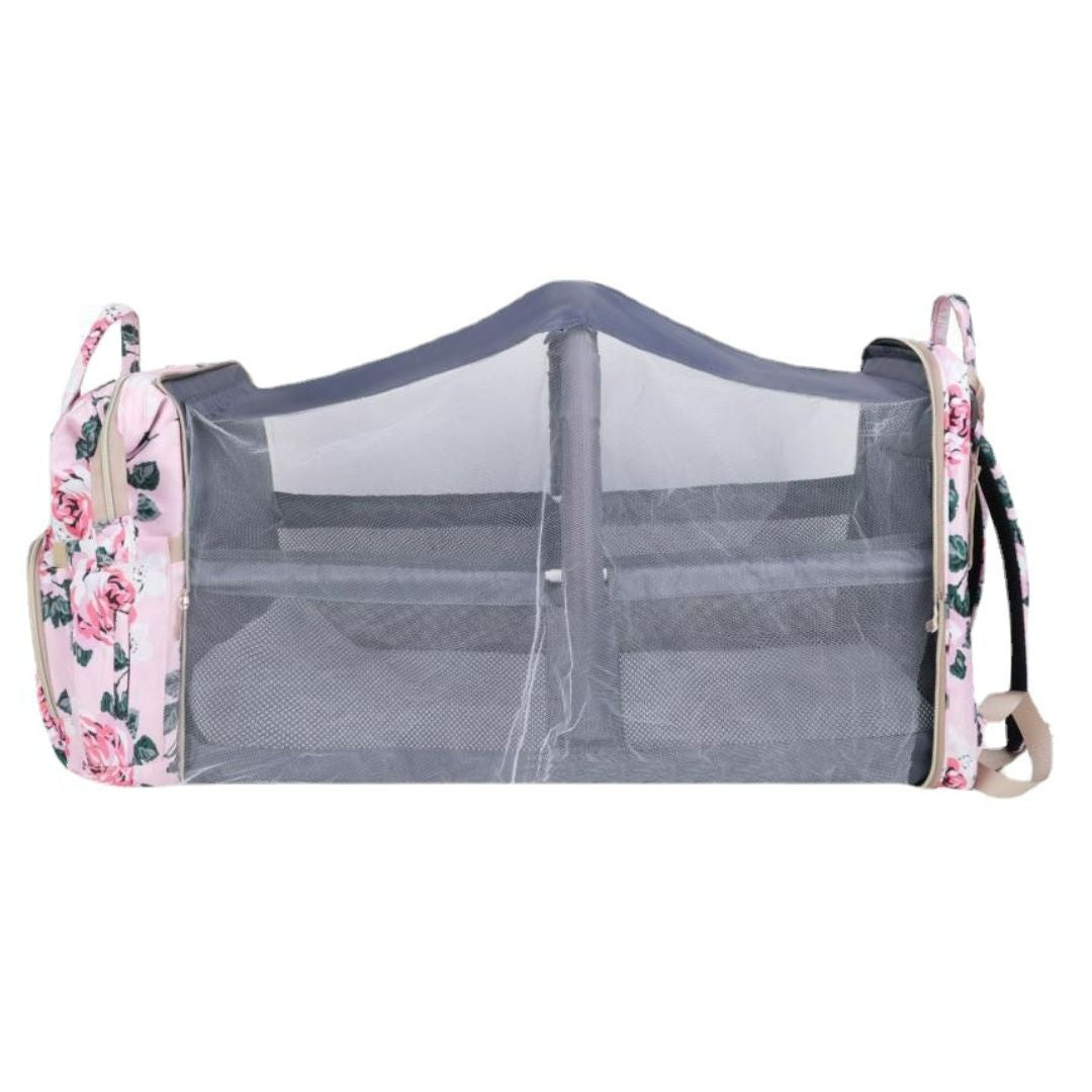 Compact Floral Baby Bag with Mosquito Net