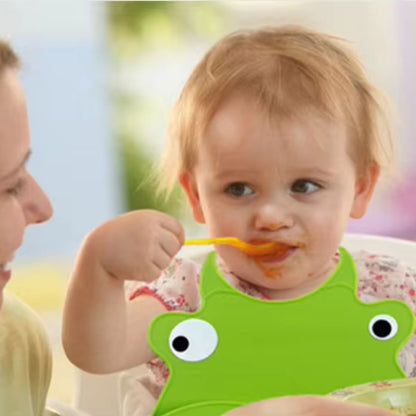 Soft Silicone Baby Bib with Crumb Catcher - Waterproof & Adjustable