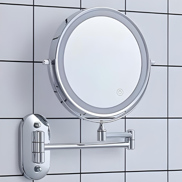 Compact Rechargeable LED Makeup Mirror with 10x Zoom