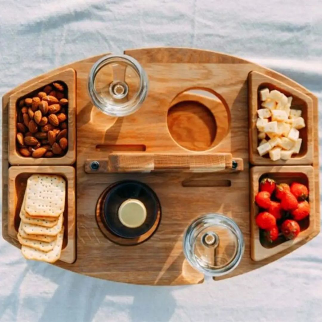 Compact Collapsible Wooden Wine Bar Table