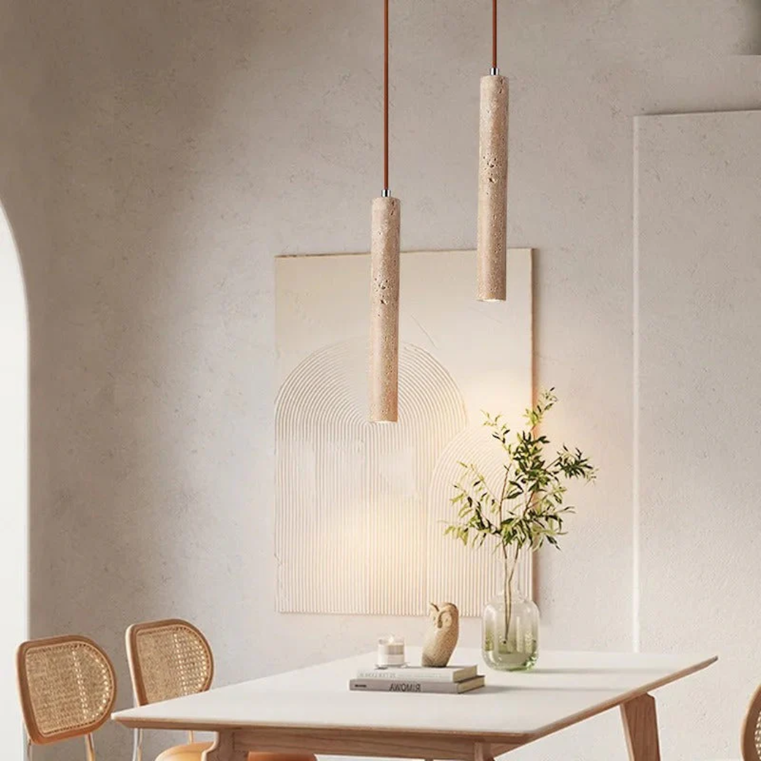Rustic Stone LED Hanging Light Fixture
