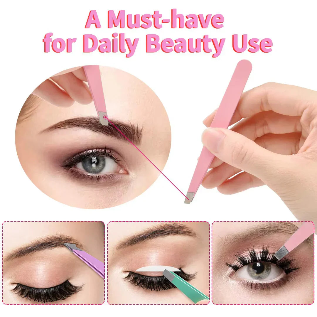 Professional Eyebrow Tweezers Kit with Storage Case