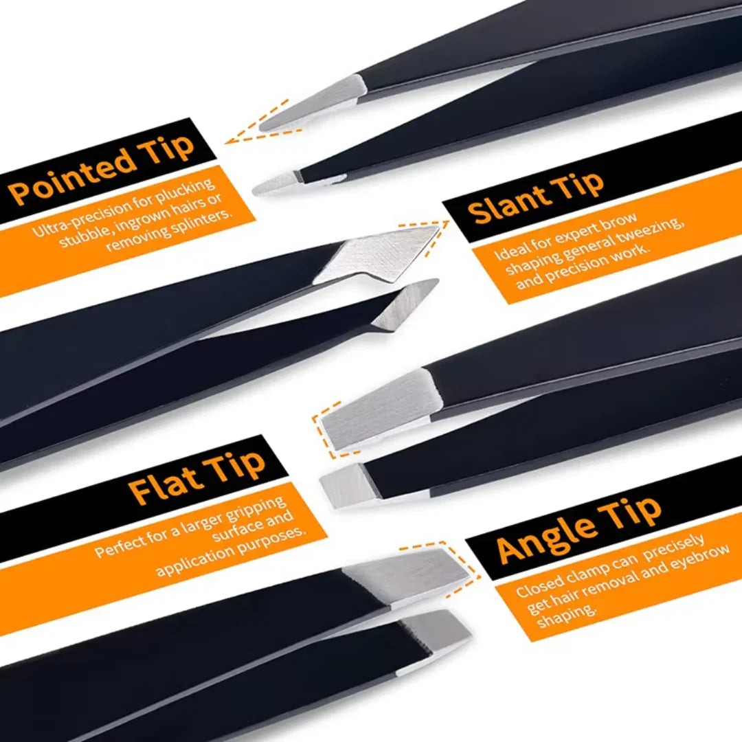 Professional Eyebrow Tweezers Kit with Storage Case