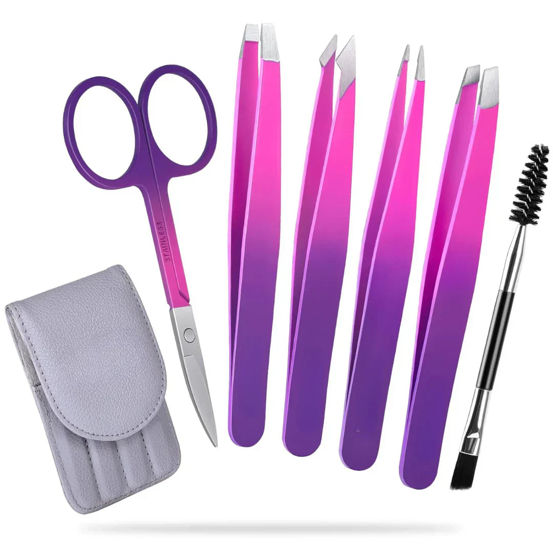 Professional Eyebrow Tweezers Kit with Storage Case