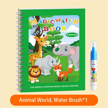 Colorful Kids Water Paint Book Set with Brush
