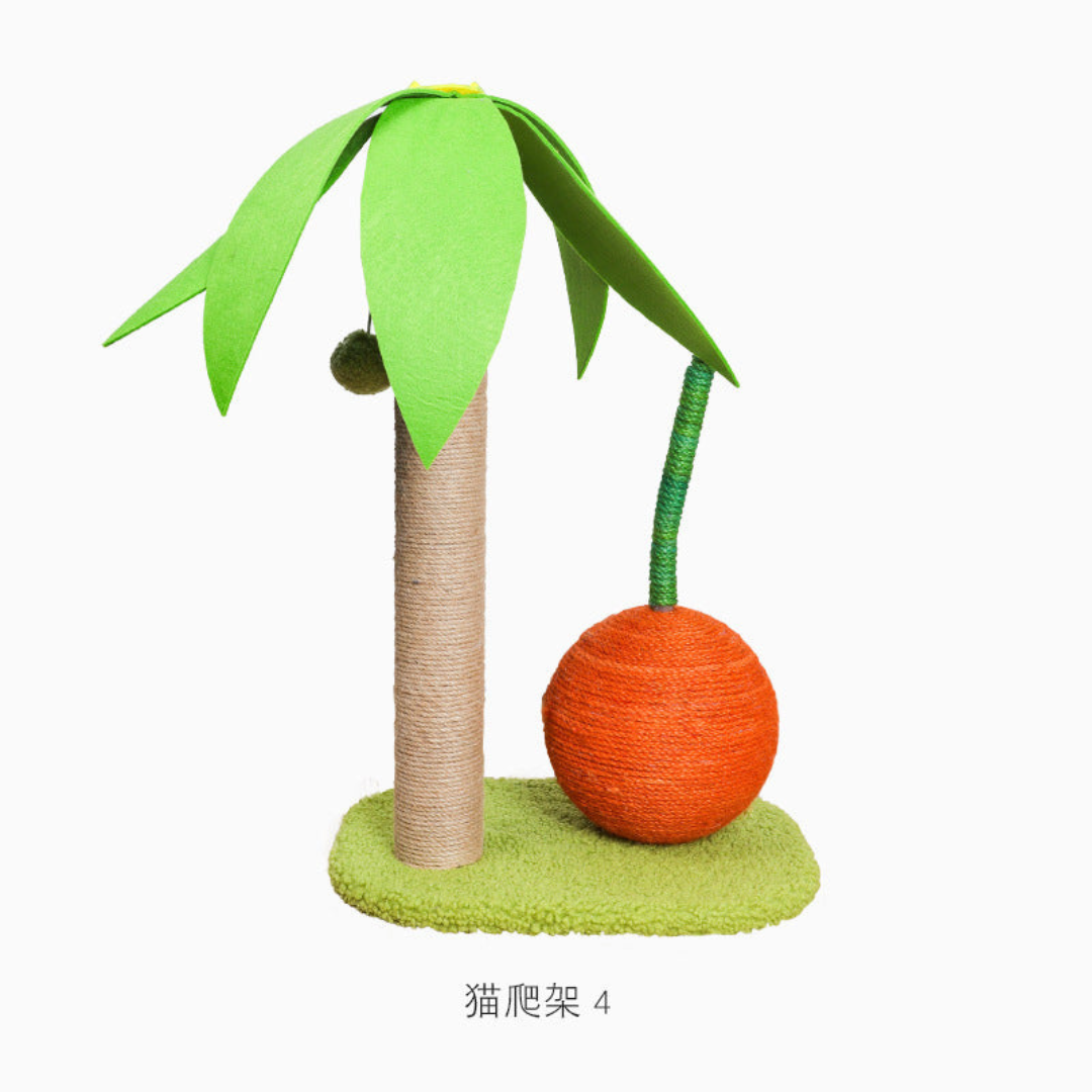 Pet Sisal Scratcher Post with Colorful Perch
