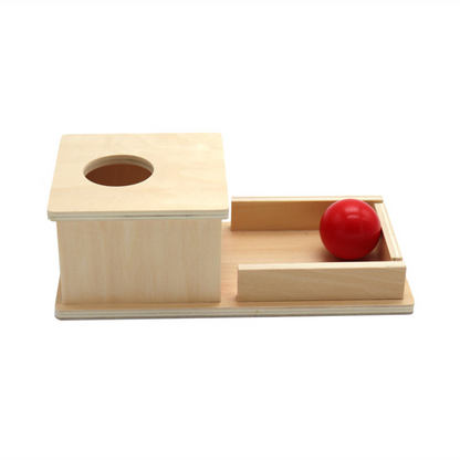 Natural Wood Toy Box with Ball for Kids