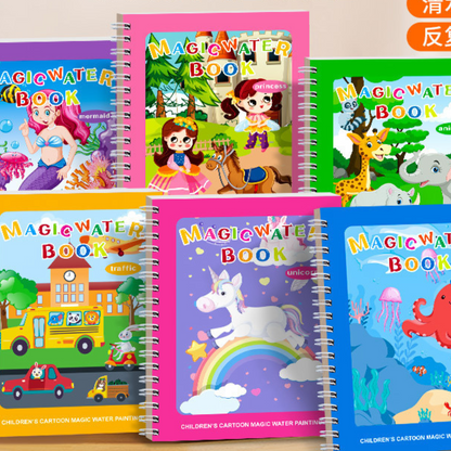 Colorful Kids Water Paint Book Set with Brush