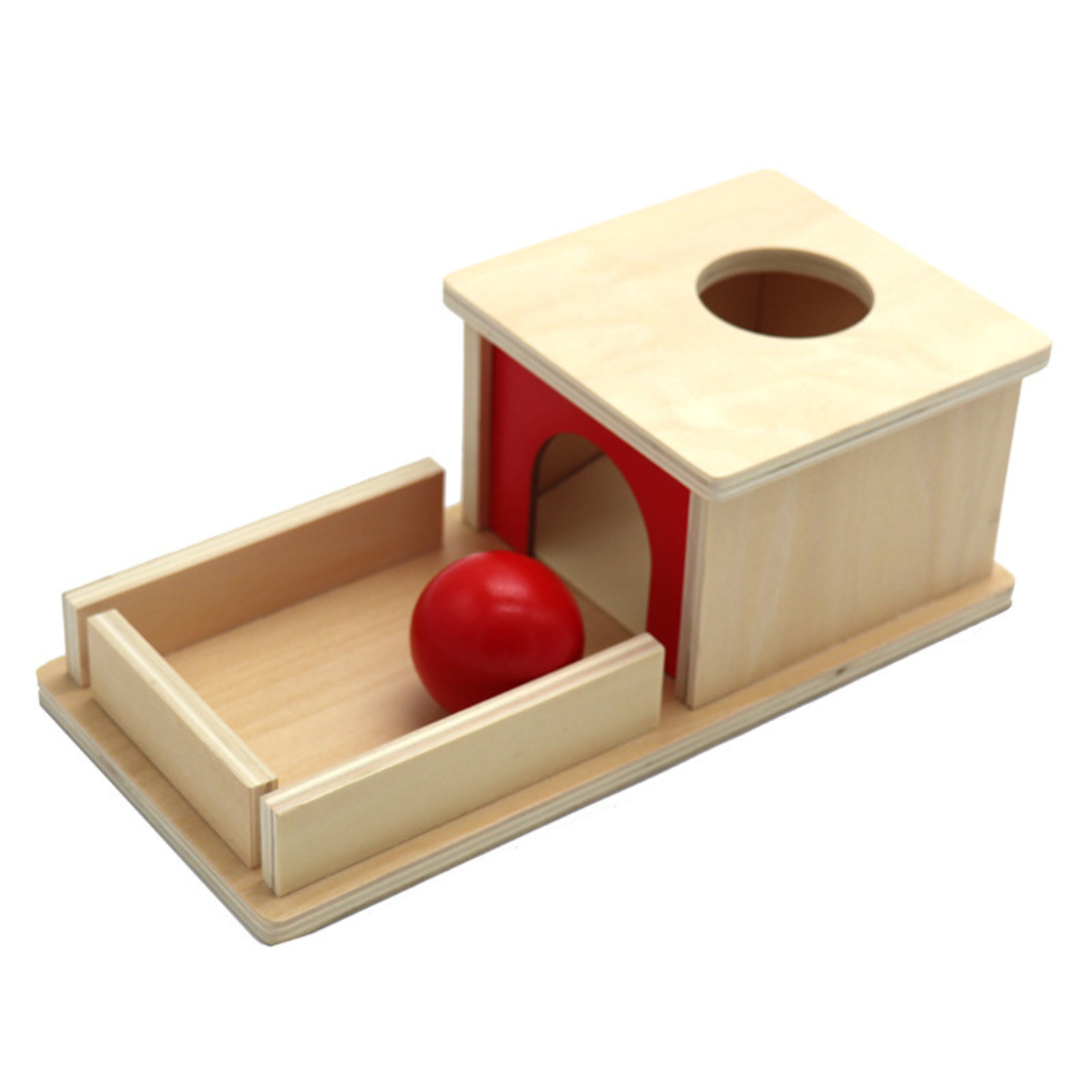 Natural Wood Toy Box with Ball for Kids