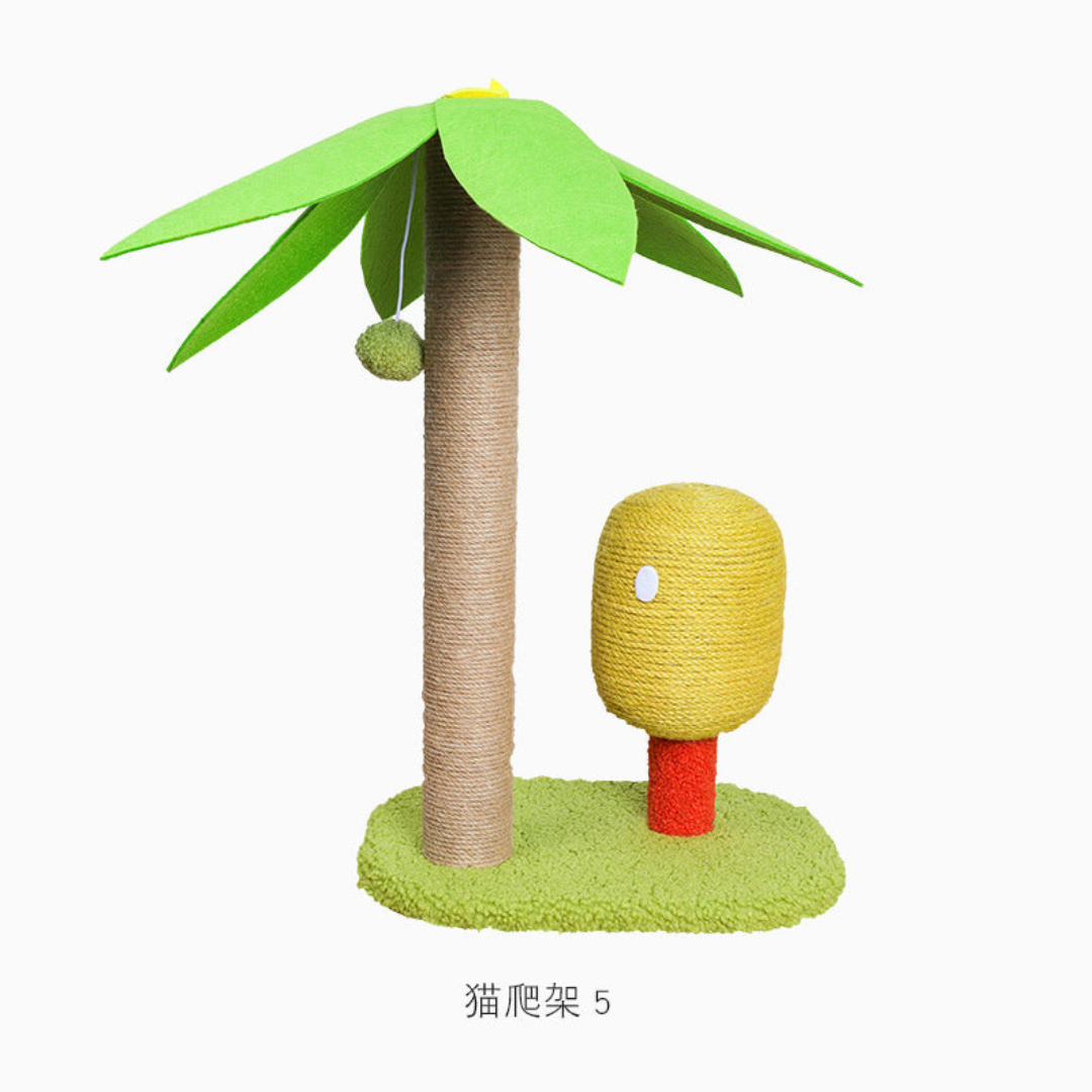 Pet Sisal Scratcher Post with Colorful Perch