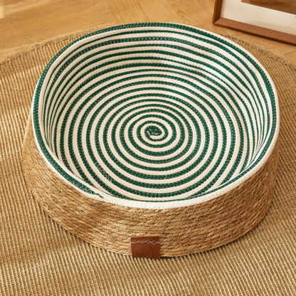 Natural Rattan Cat Scratcher Bed