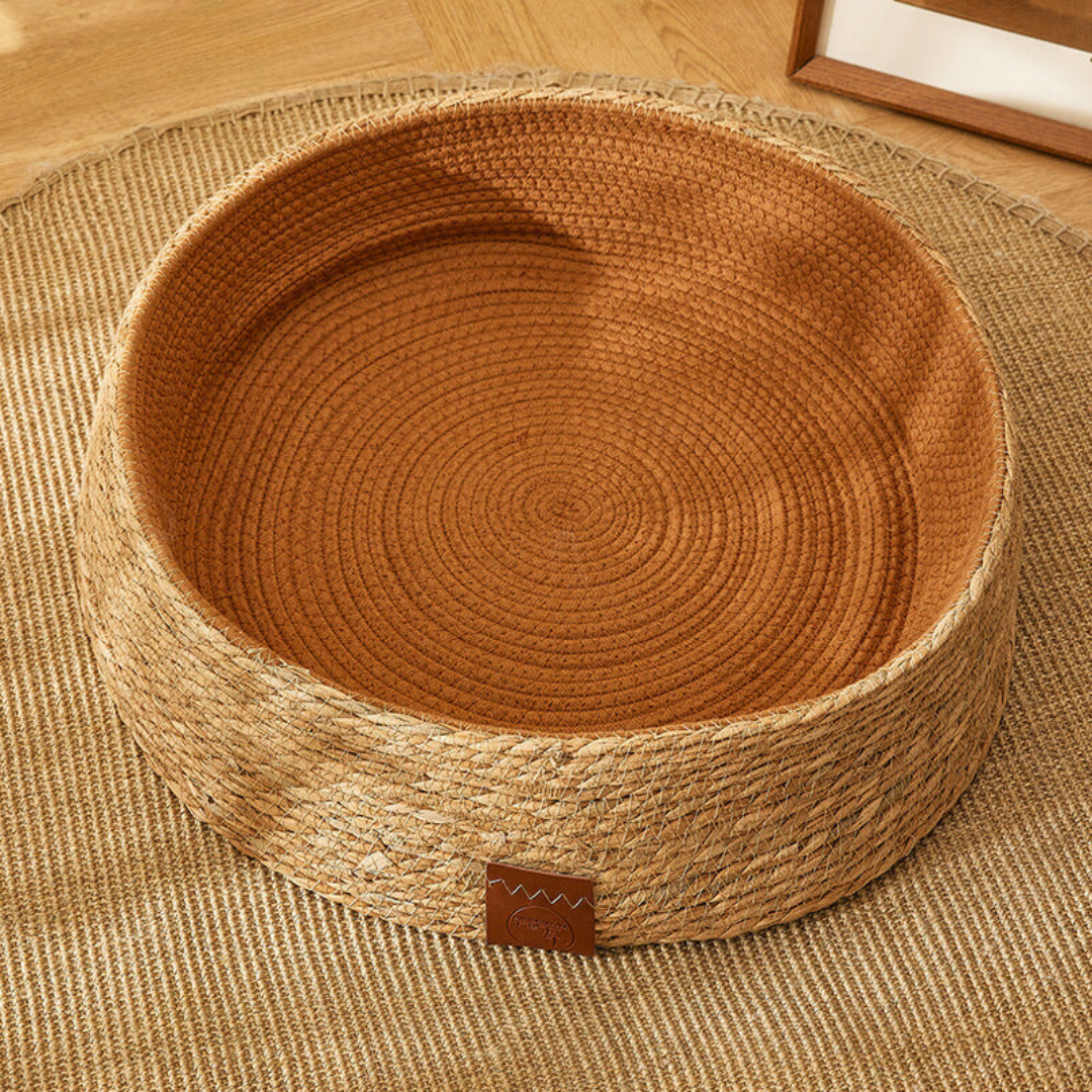 Natural Rattan Cat Scratcher Bed