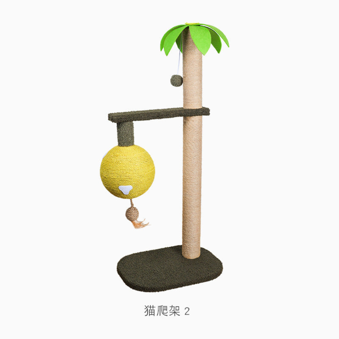 Pet Sisal Scratcher Post with Colorful Perch