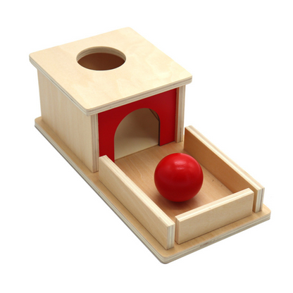 Natural Wood Toy Box with Ball for Kids