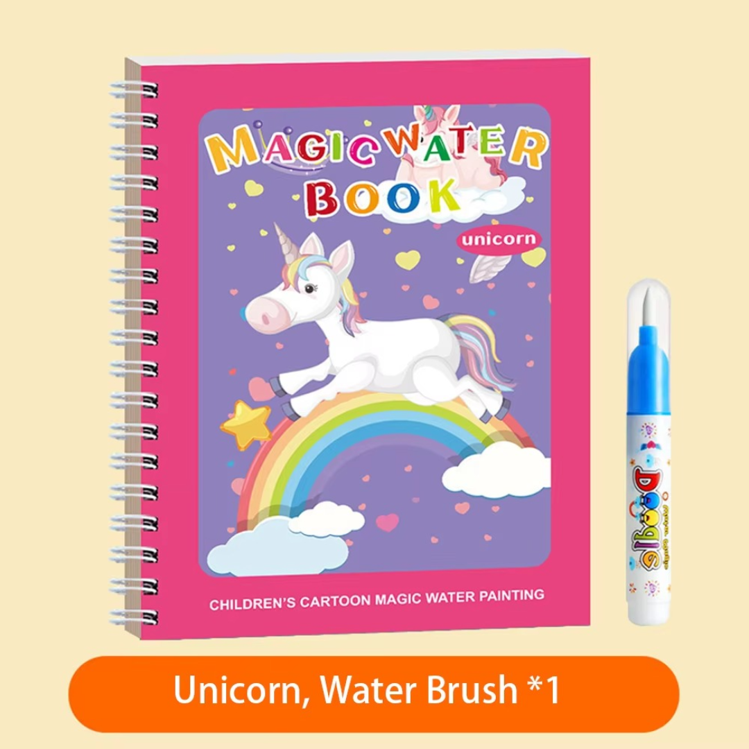 Colorful Kids Water Paint Book Set with Brush