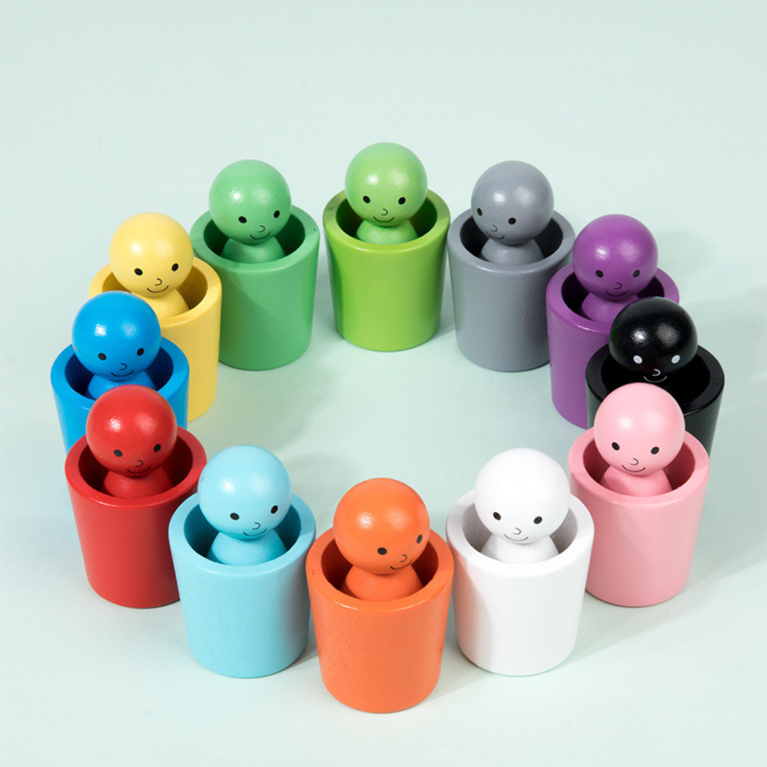 Wooden Color Sorting Toy Cup Set