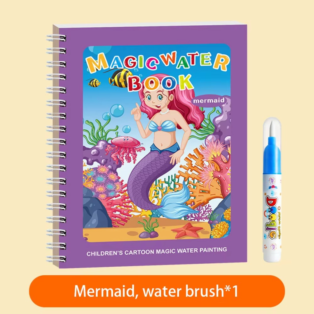 Colorful Kids Water Paint Book Set with Brush
