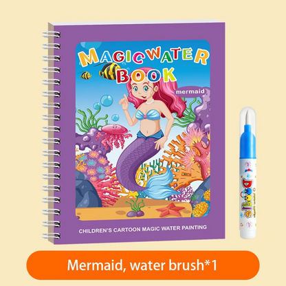 Colorful Kids Water Paint Book Set with Brush