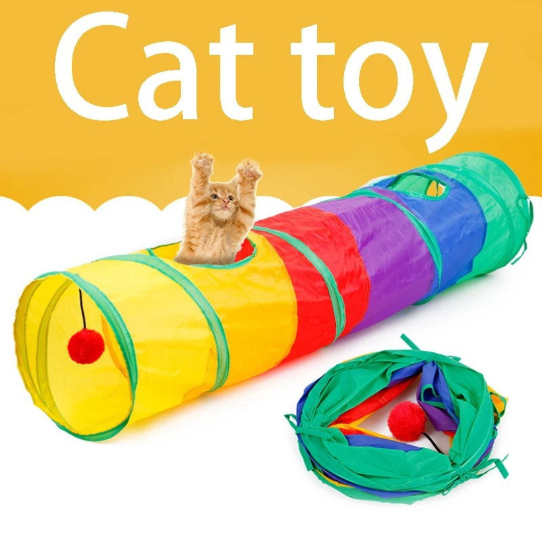 Colorful Kitty Play Tunnel