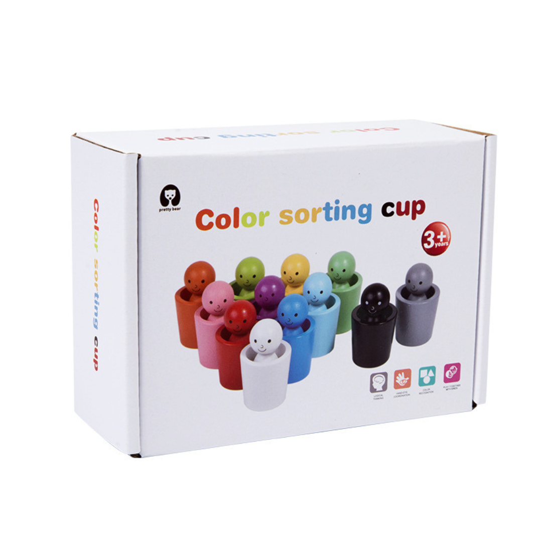Wooden Color Sorting Toy Cup Set