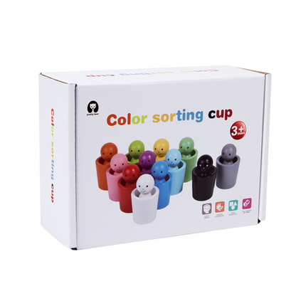 Wooden Color Sorting Toy Cup Set