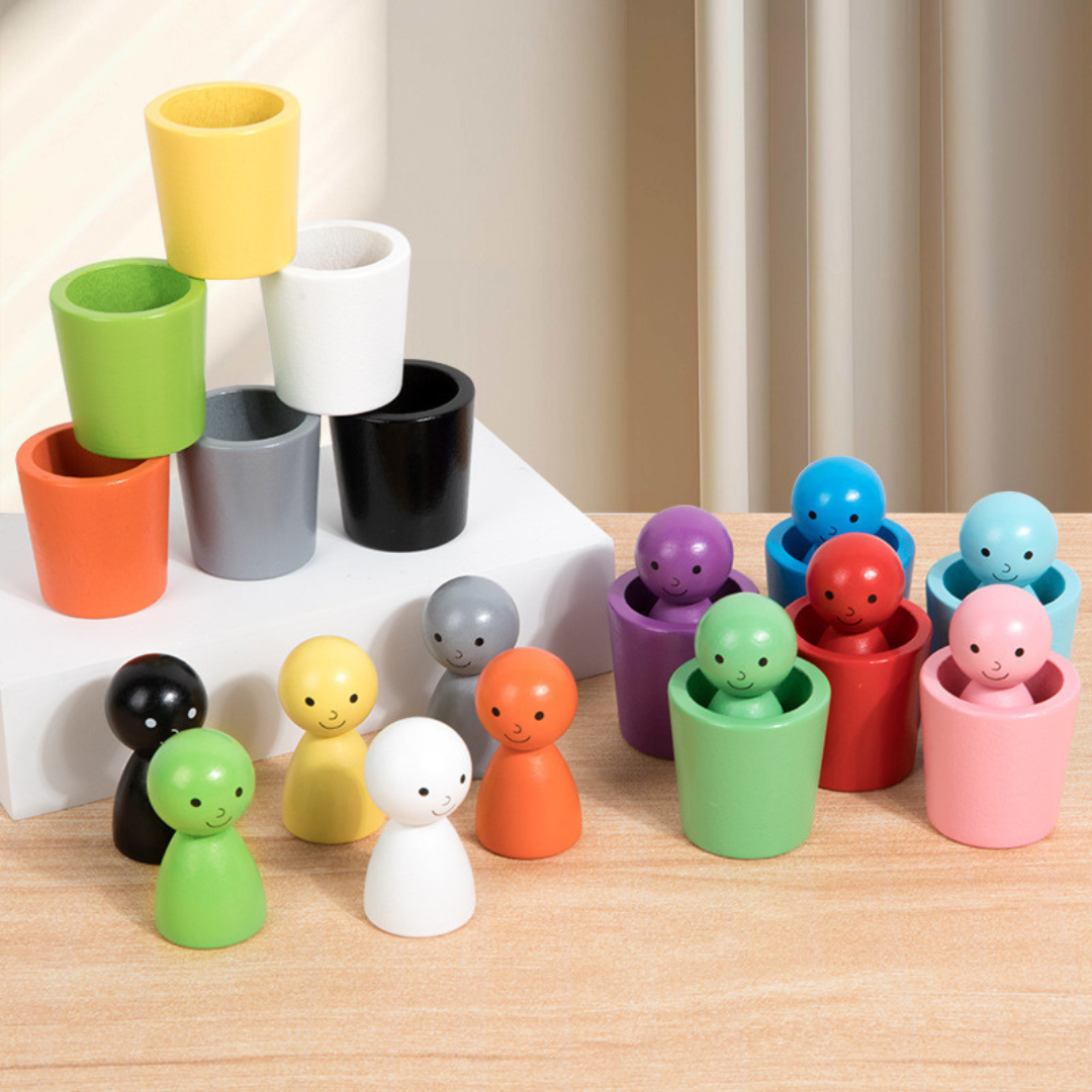 Wooden Color Sorting Toy Cup Set
