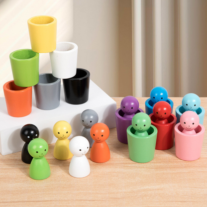 Wooden Color Sorting Toy Cup Set