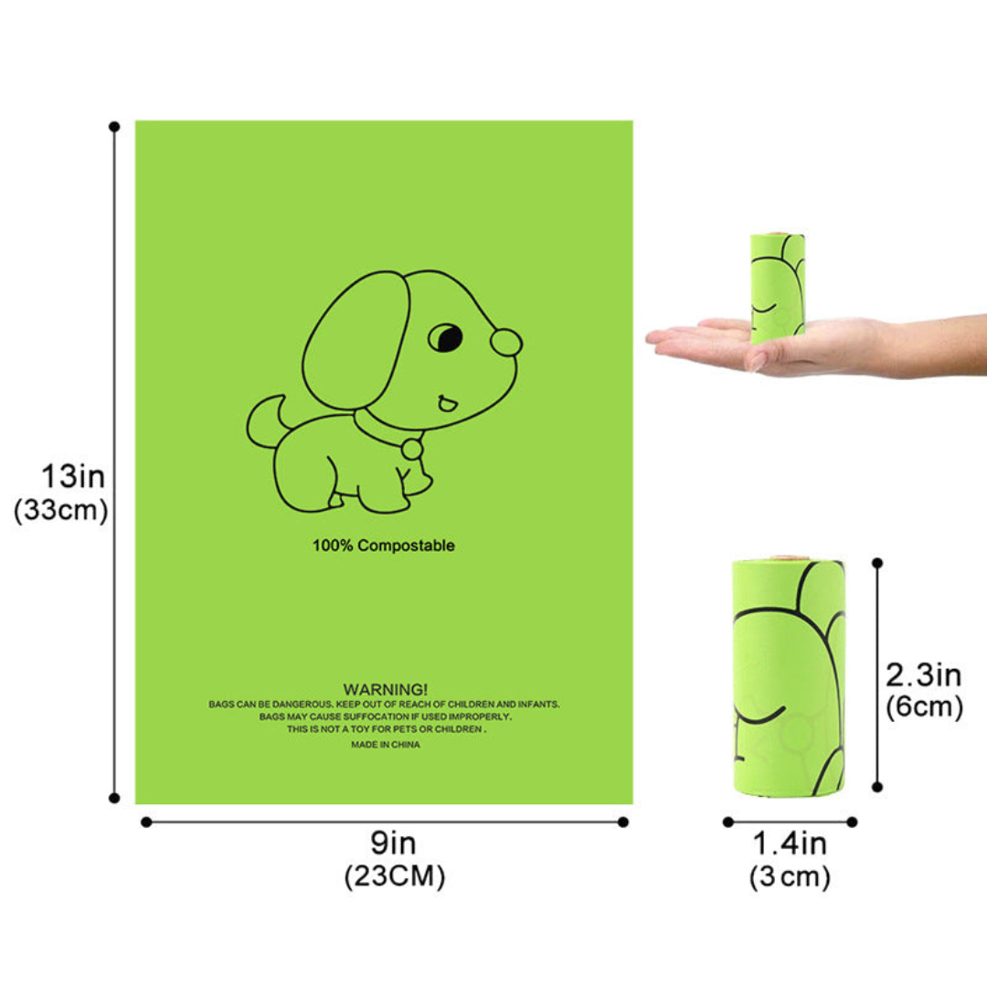120 Biodegradable Dog Waste Bags with Dispenser