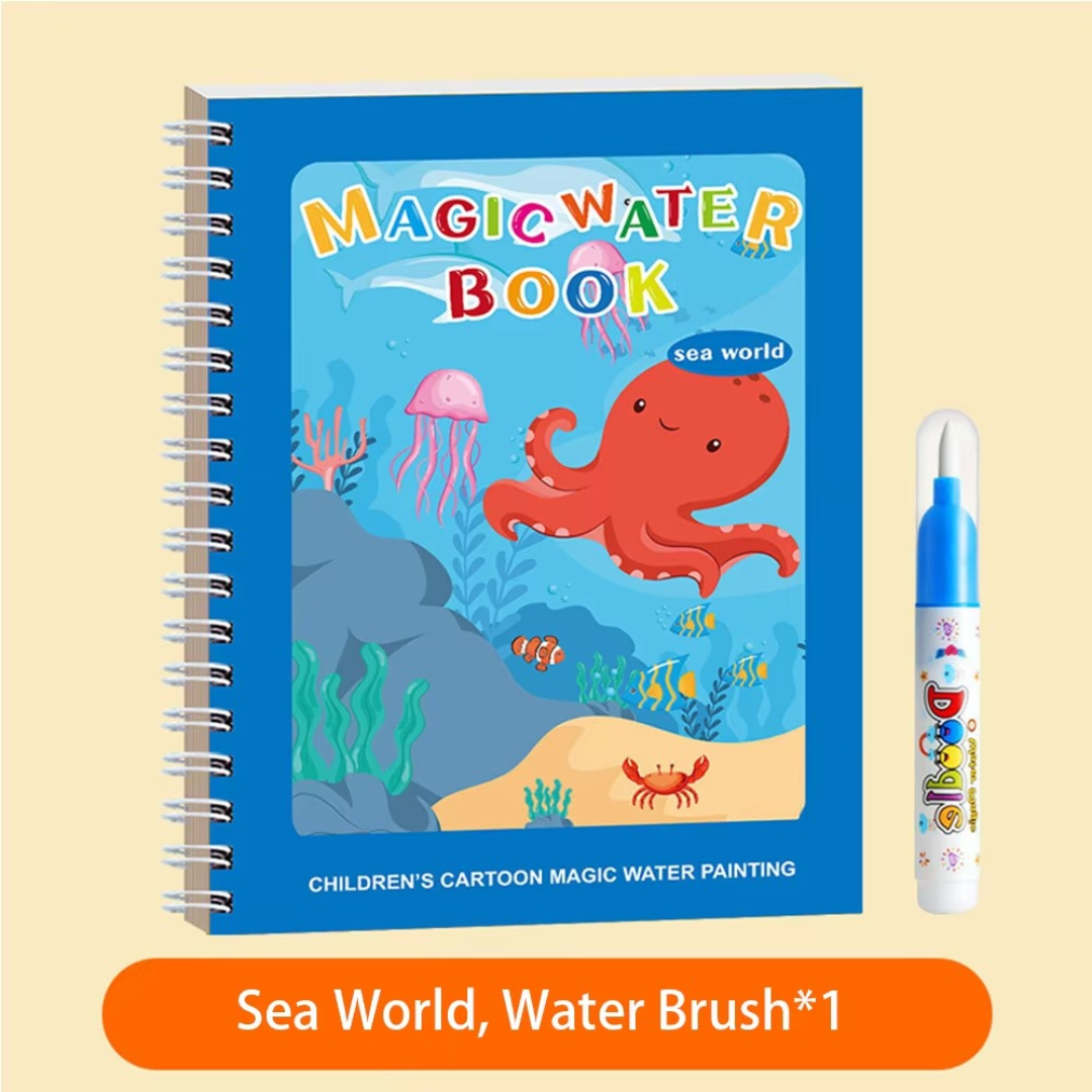 Colorful Kids Water Paint Book Set with Brush