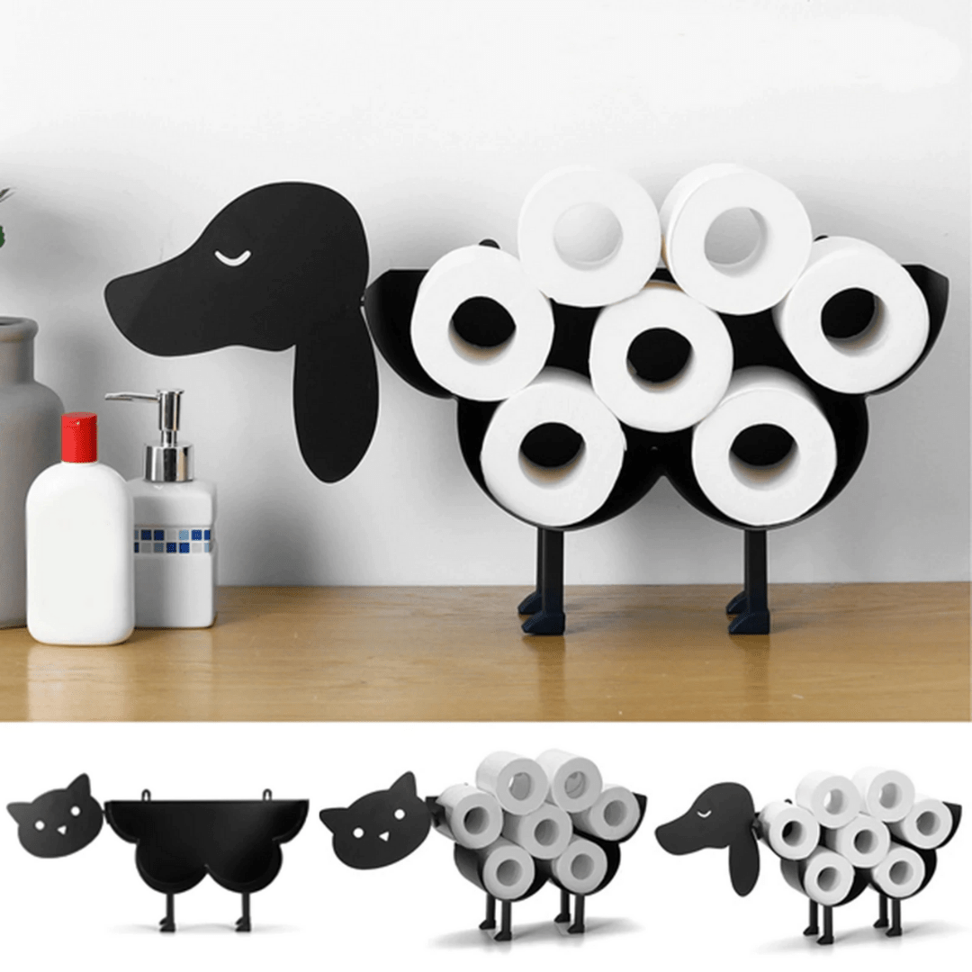 Fun Animal Iron Toilet Paper Holder with Storage