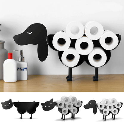 Fun Animal Iron Toilet Paper Holder with Storage