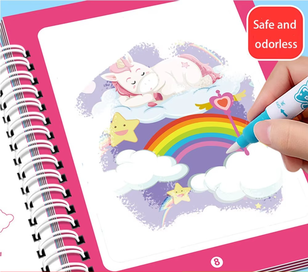 Colorful Kids Water Paint Book Set with Brush