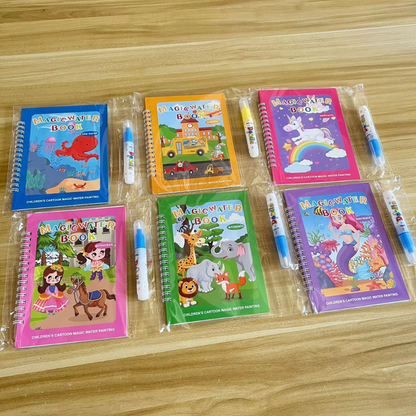 Colorful Kids Water Paint Book Set with Brush