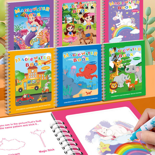 Colorful Kids Water Paint Book Set with Brush - Befez