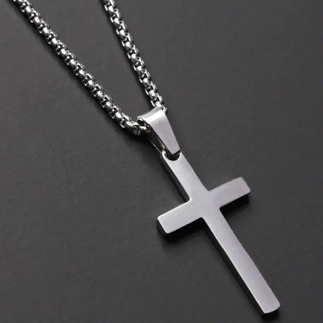 Simple Silver Cross Chain Necklace