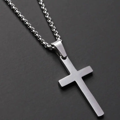 Simple Silver Cross Chain Necklace