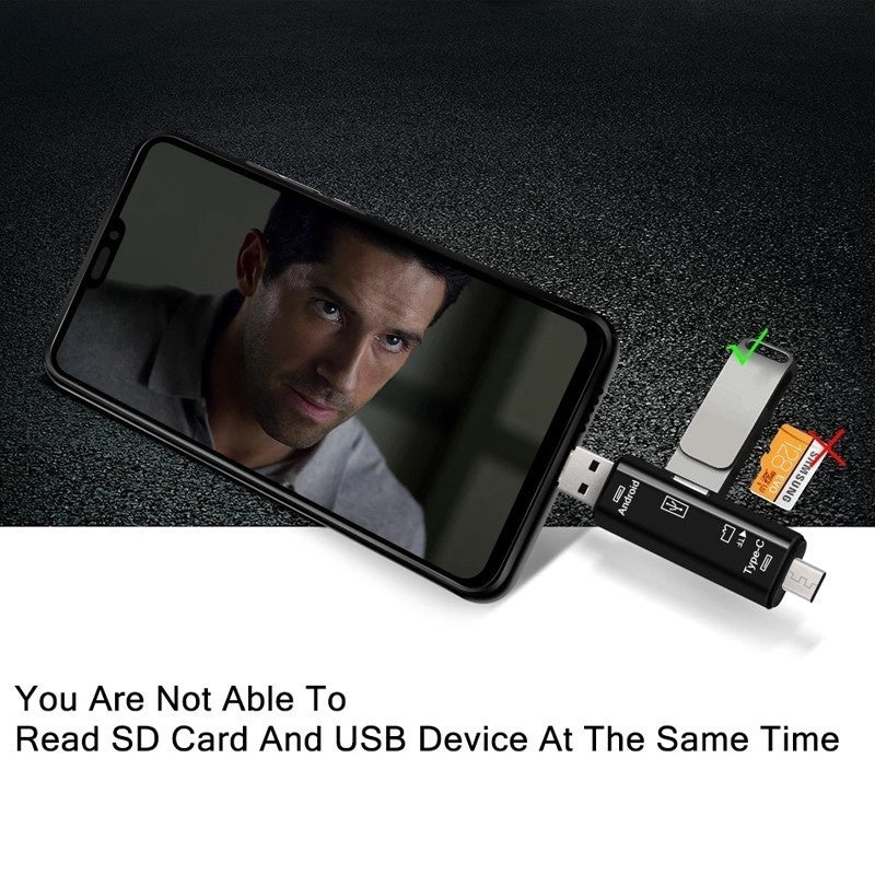 Compact 5-in-1 Multi SD Card Reader with 32GB Bonus Card
