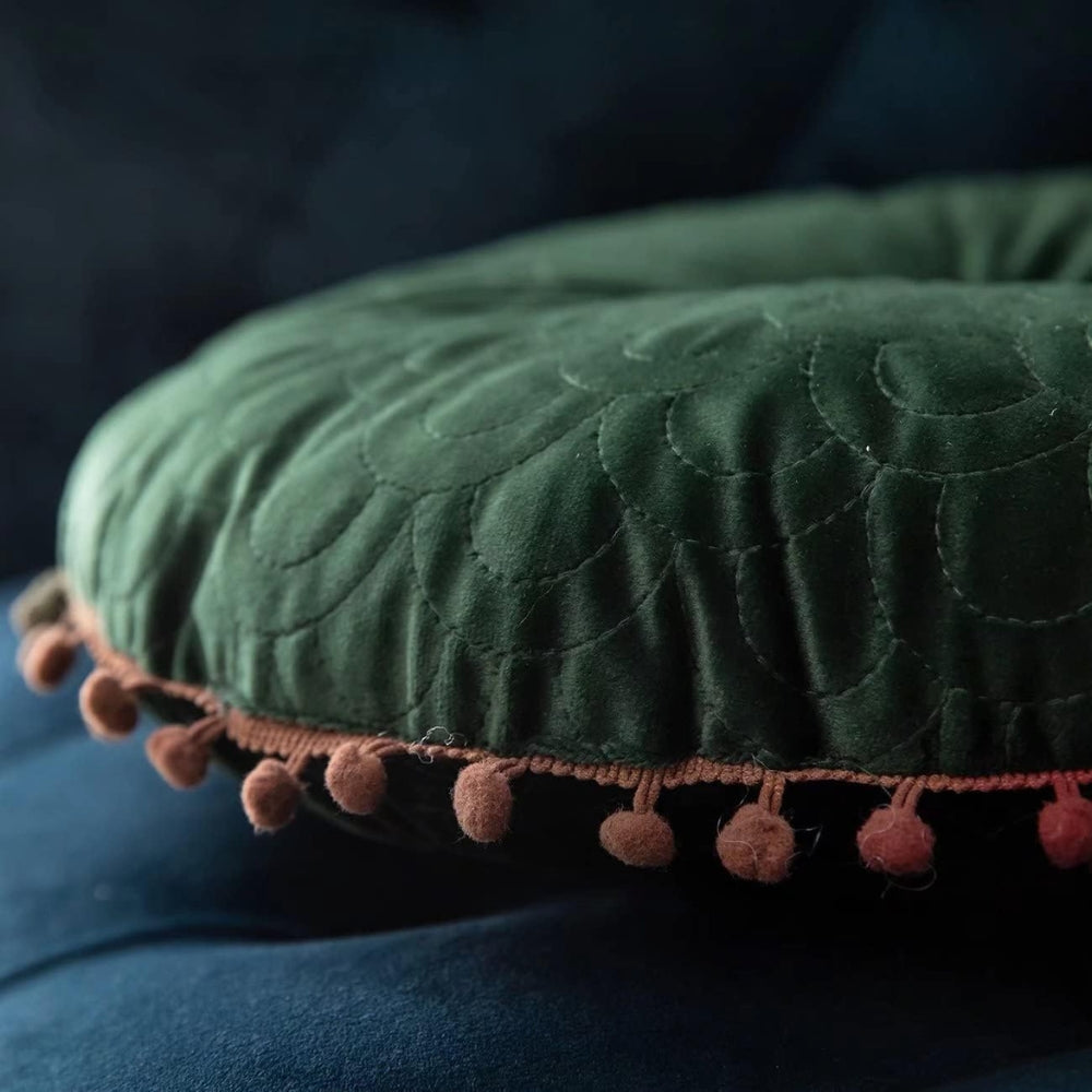 Soft Round Plush Quilted Ottoman Cushion Pad