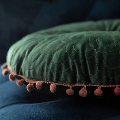 Soft Round Plush Quilted Ottoman Cushion Pad