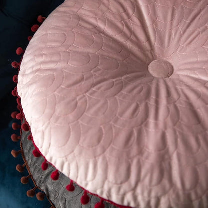 Soft Round Plush Quilted Ottoman Cushion Pad