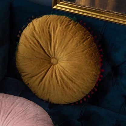 Soft Round Plush Quilted Ottoman Cushion Pad