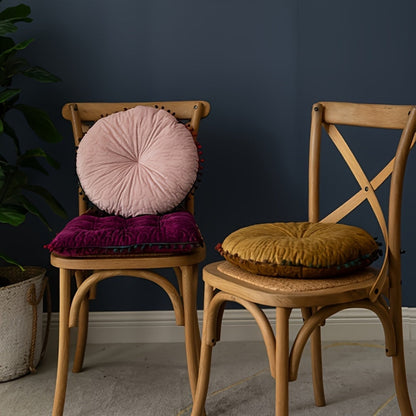 Soft Round Plush Quilted Ottoman Cushion Pad
