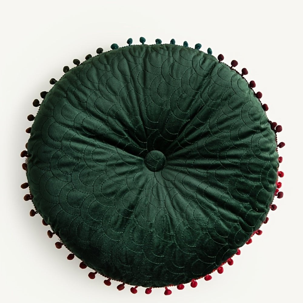 Soft Round Plush Quilted Ottoman Cushion Pad