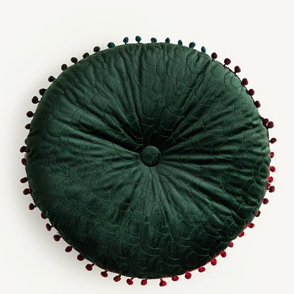 Soft Round Plush Quilted Ottoman Cushion Pad