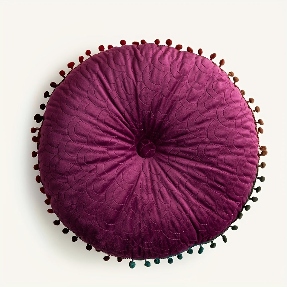 Soft Round Plush Quilted Ottoman Cushion Pad