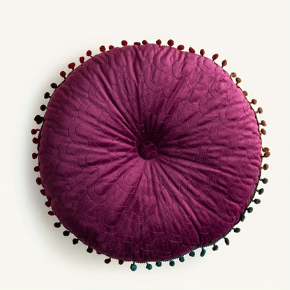 Soft Round Plush Quilted Ottoman Cushion Pad
